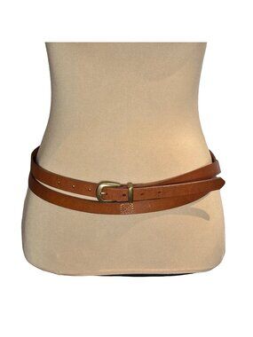 Banana Republic Womens Brown Leather Double Wrap Slim Belt Sz M Boho Heritage